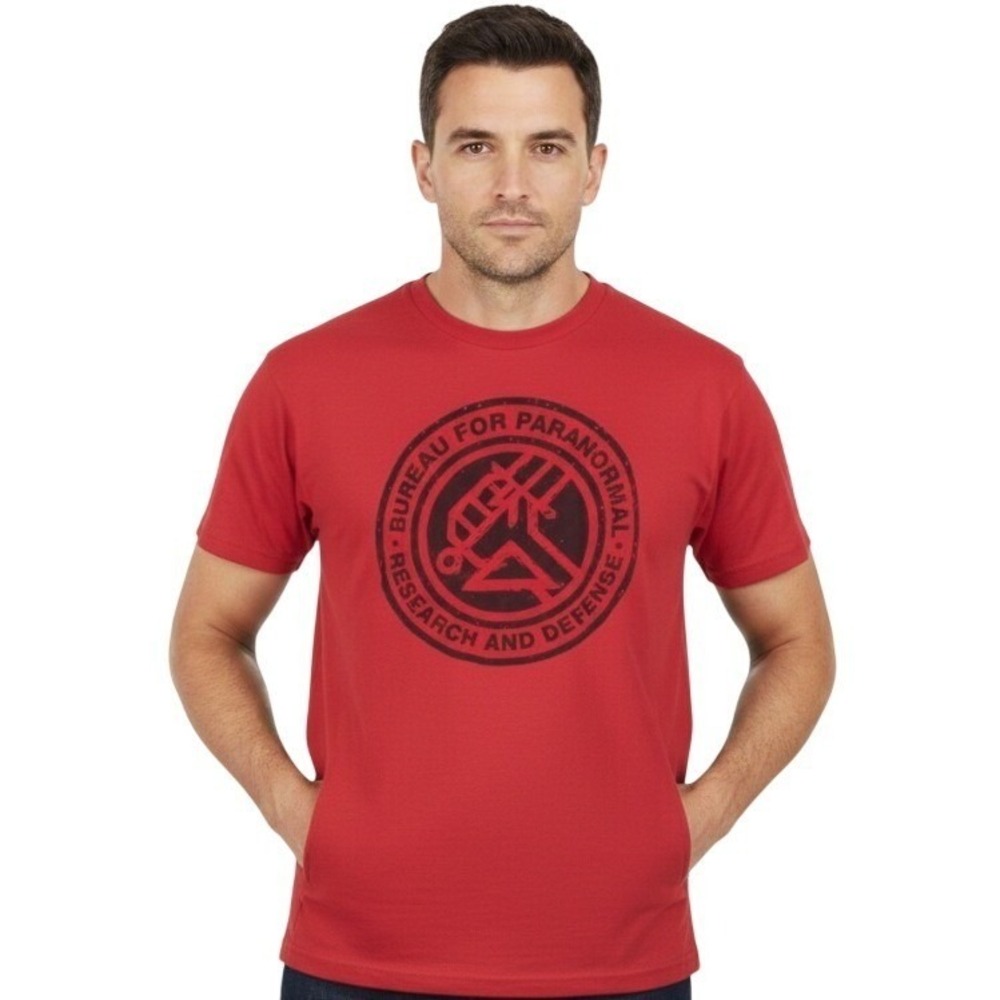 Hellboy Shirt Mens XL Red BPRD Bureau Paranormal Research Defense Graphic Tee